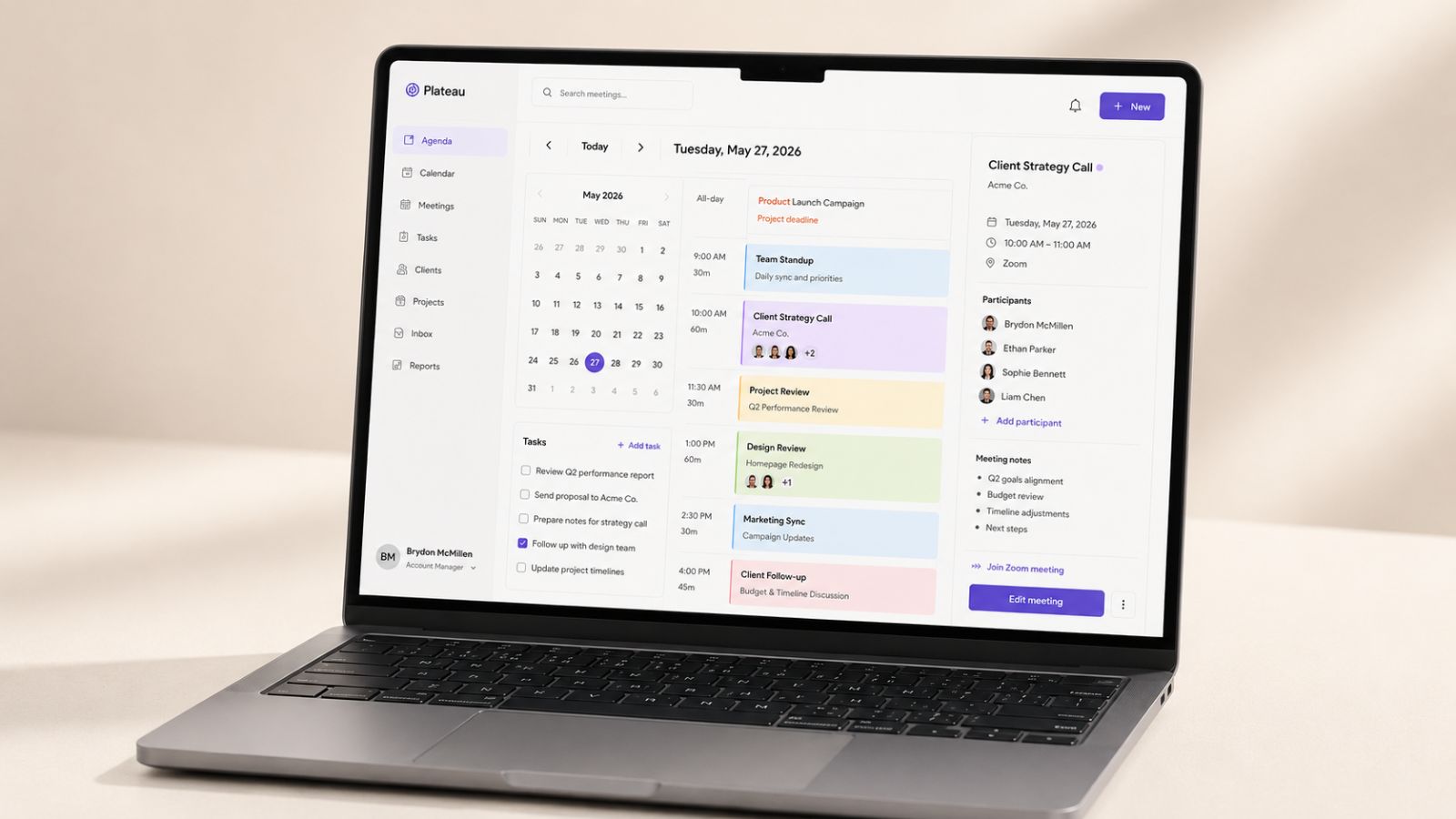 Plateau account dashboard on a laptop